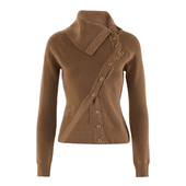 EAM 女设计感小众上衣 不规则斜门襟翻领针织衫 STUDIO2025春季 新款