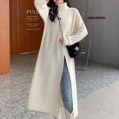 高领开叉针织连衣裙女中长款 EAM STUDIO韩式 过膝显瘦纯色毛衣外穿