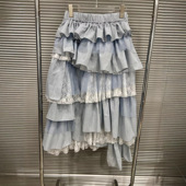 EAM 多层荷叶边蕾丝显瘦不规则蛋糕裙女 法式 STUDIO2026年春季 新款