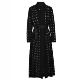 EAM STUDIO重工高级鸡眼圆环镂空设计感风衣外套长款 系带收腰大衣