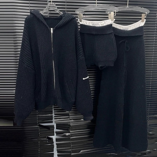 毛衣 保暖 短裤 长裤 EAM 女休闲加厚针织三件套装 STUDIO秋冬新款