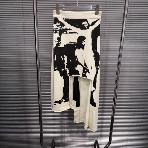 艺术印花不规则半身裙独特中长裙