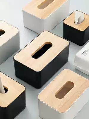 Japanese-style simple wooden cover tissue box Solid wood toilet paper box creative household dining room living room coffee table desktop tissue storage
