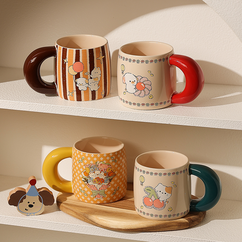 熊谷组陶瓷可爱胖手柄马克杯