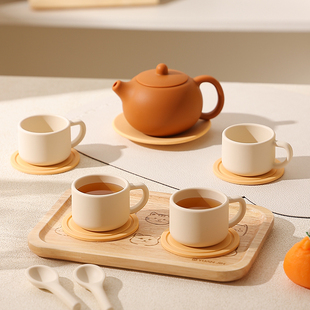 过可爱宝宝家家玩具食品级可喝水泡茶壶下午茶杯 硅胶儿童茶具套装