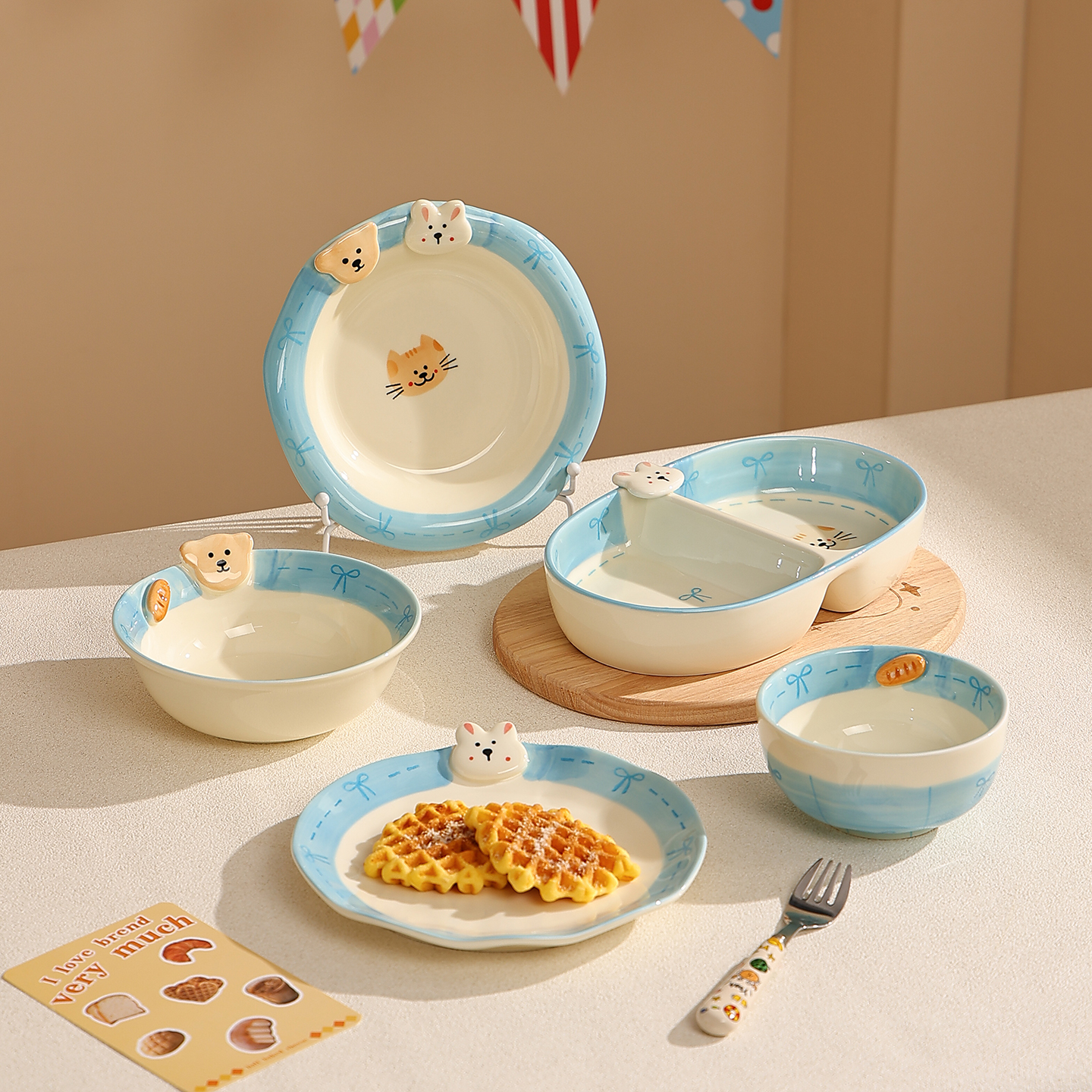 熊谷组日式可爱手绘釉下彩餐具