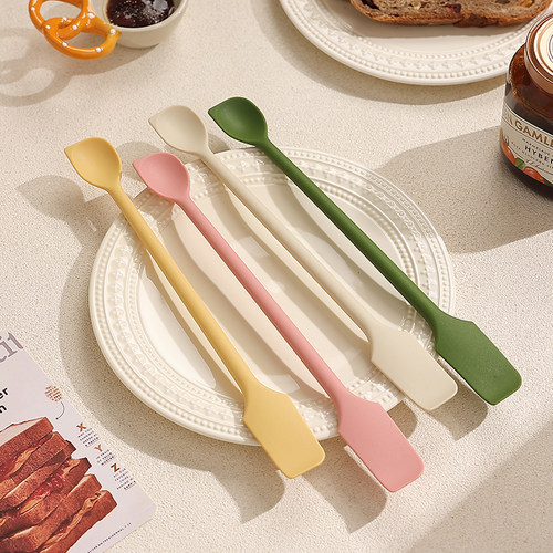 多功能双头小刮勺硅胶长柄搅拌棒