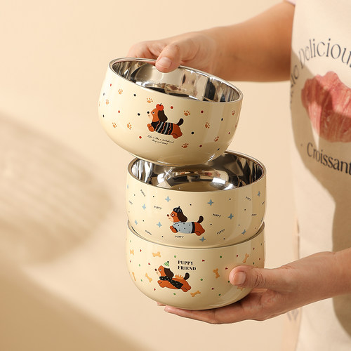 熊谷组316不锈钢双层防烫儿童碗