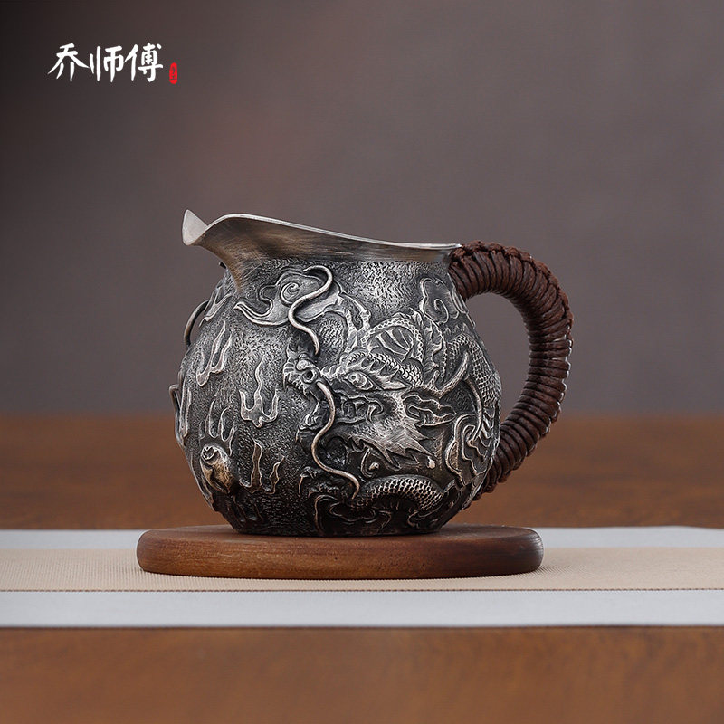 乔师傅纯银公道杯999纯银泡茶壶茶具倒水茶海公平杯分茶器龙蛋壶