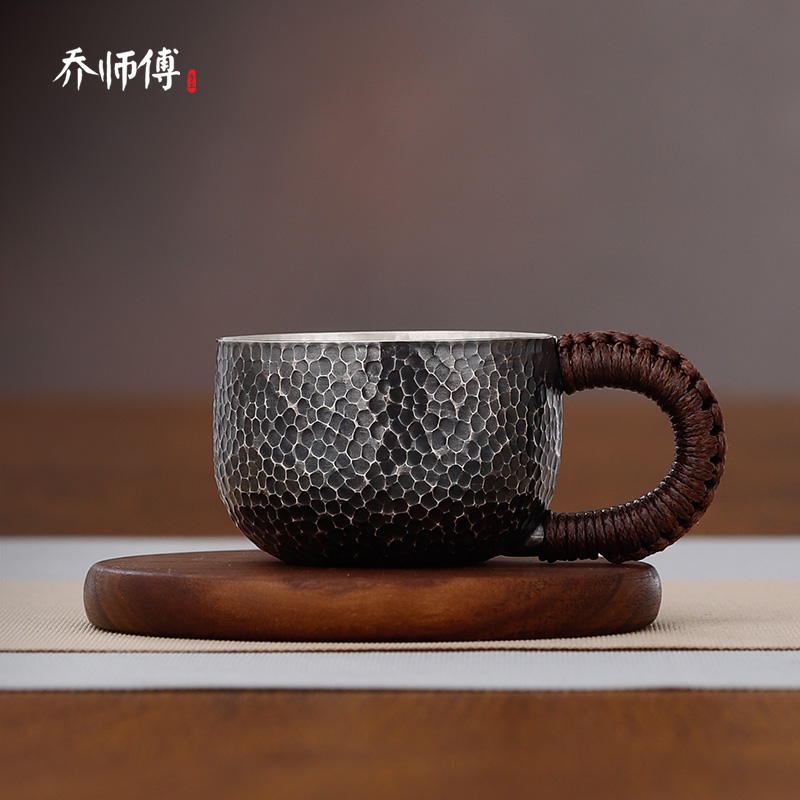 乔师傅银茶杯999纯银杯子隔热双层功夫茶具防烫主人杯日式品茗杯 餐饮具 茶杯 原图主图