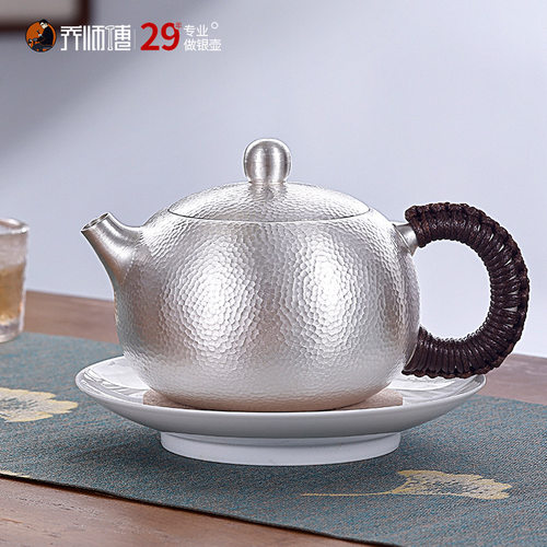 日式家用西施小茶壶纯银999茶壶