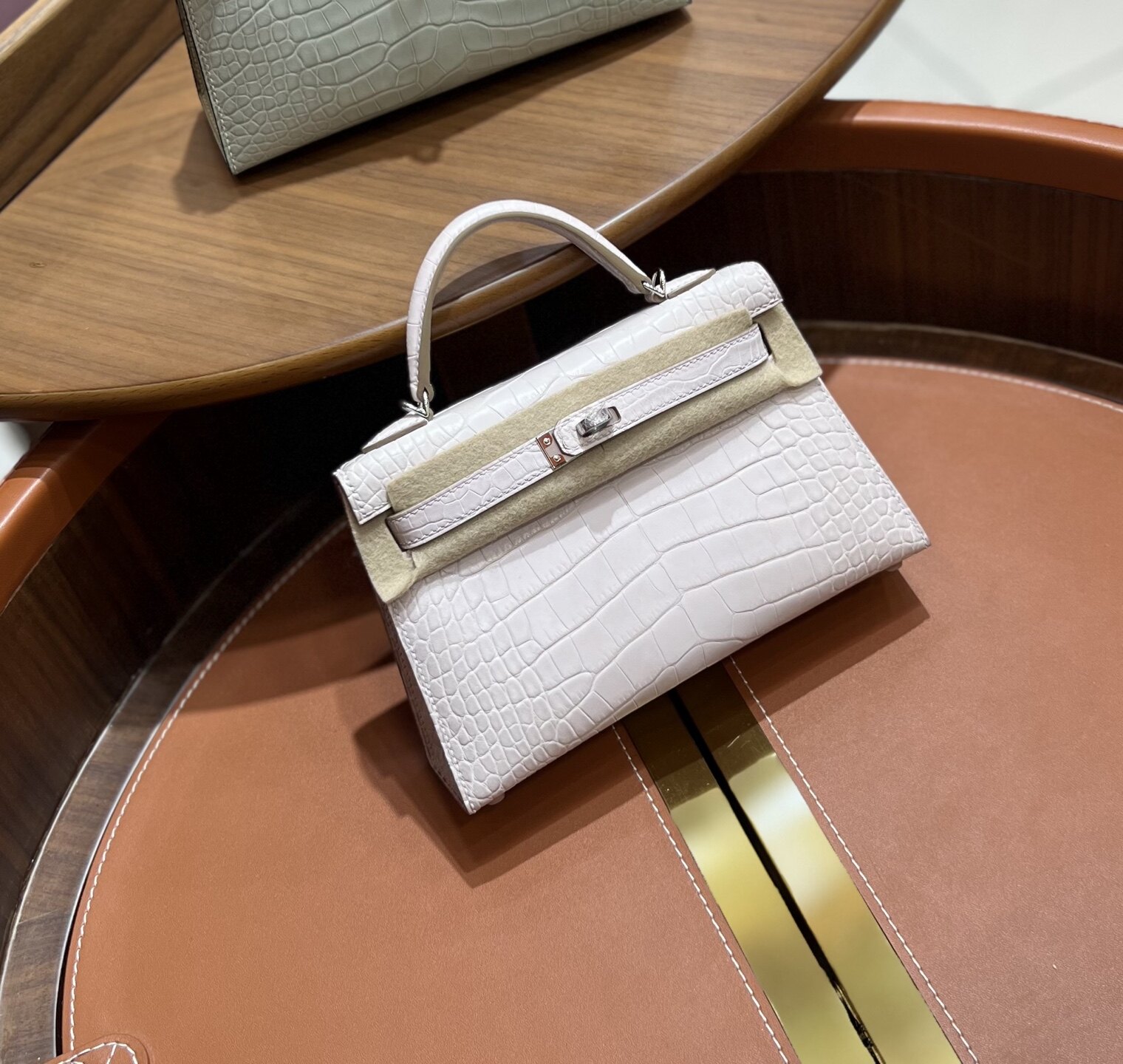 非品控玩家勿扰!手工凯莉包二代KL19美洲雾面hcp鳄鱼梦幻粉紫银