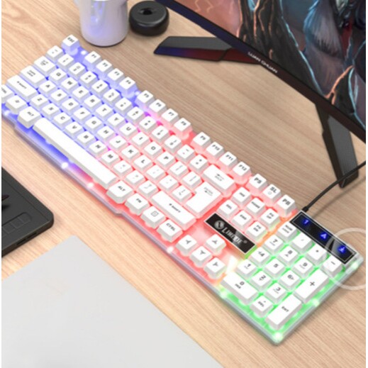 力镁TX35机械手感电脑笔记本台式机商务键盘USB有线游戏背光键盘