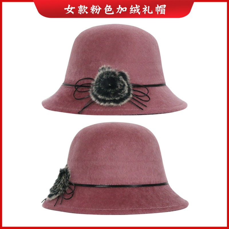 女款寿帽高档现代圆顶毛呢礼帽老人冲喜寿服寿帽全套殡葬用品厂家