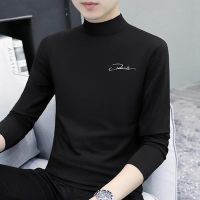 半高领打底衫男士长袖t恤纯棉
