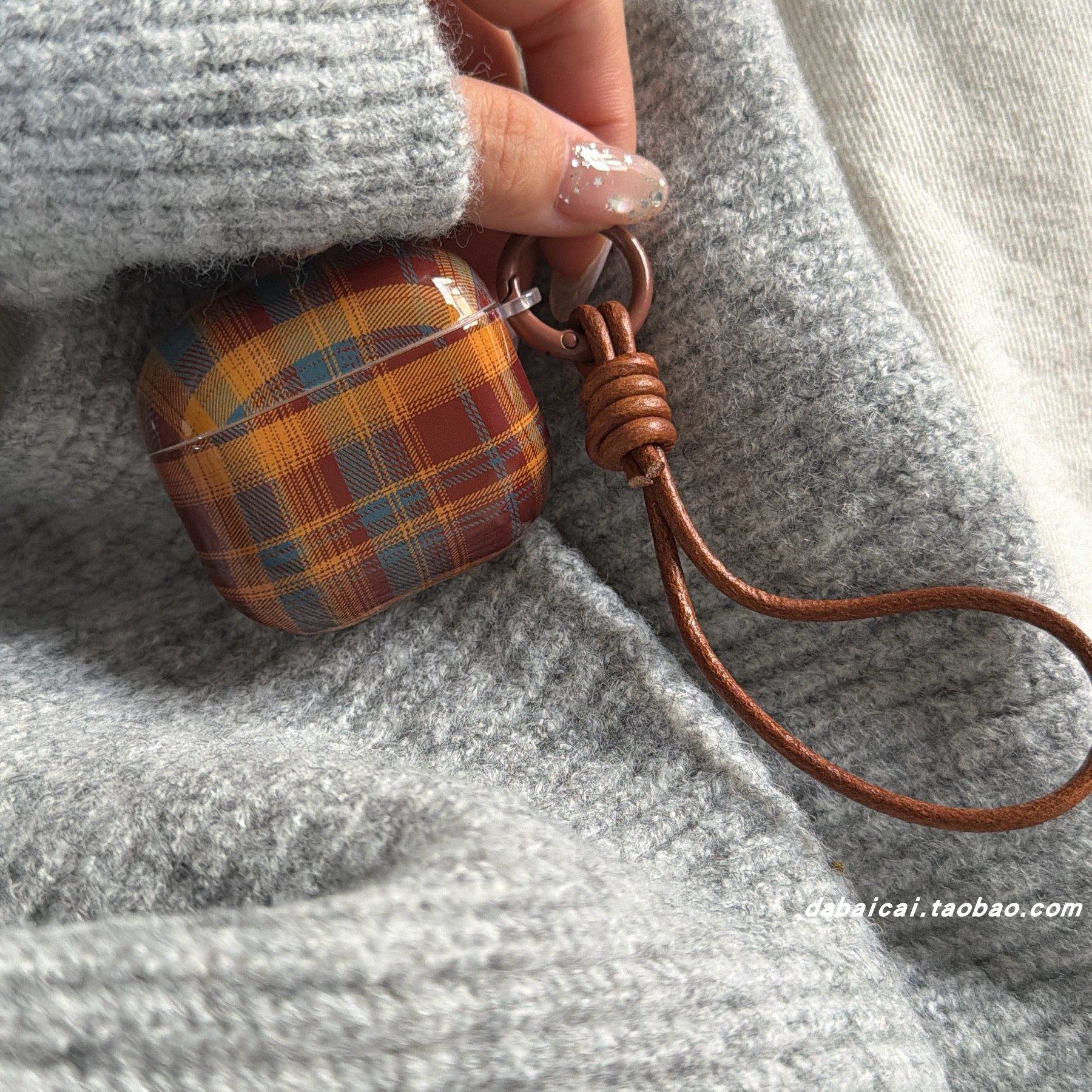 ins格纹小熊手绳适用airpods pro3耳机套4代无线蓝牙苹果airpods1/2代软壳pro新款3代pro2防摔保护套韩系可爱,3C数码配件,耳机保护套,淘宝优惠券,粉丝福利购,淘宝优惠卷