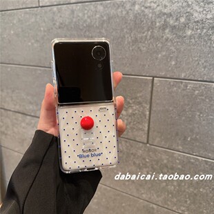 ins韩系简约波点指环扣适用三星Galaxy Zflip5手机壳SUMSUNG Flip6折叠屏zFlip4/3代少女高级感小众个性情侣