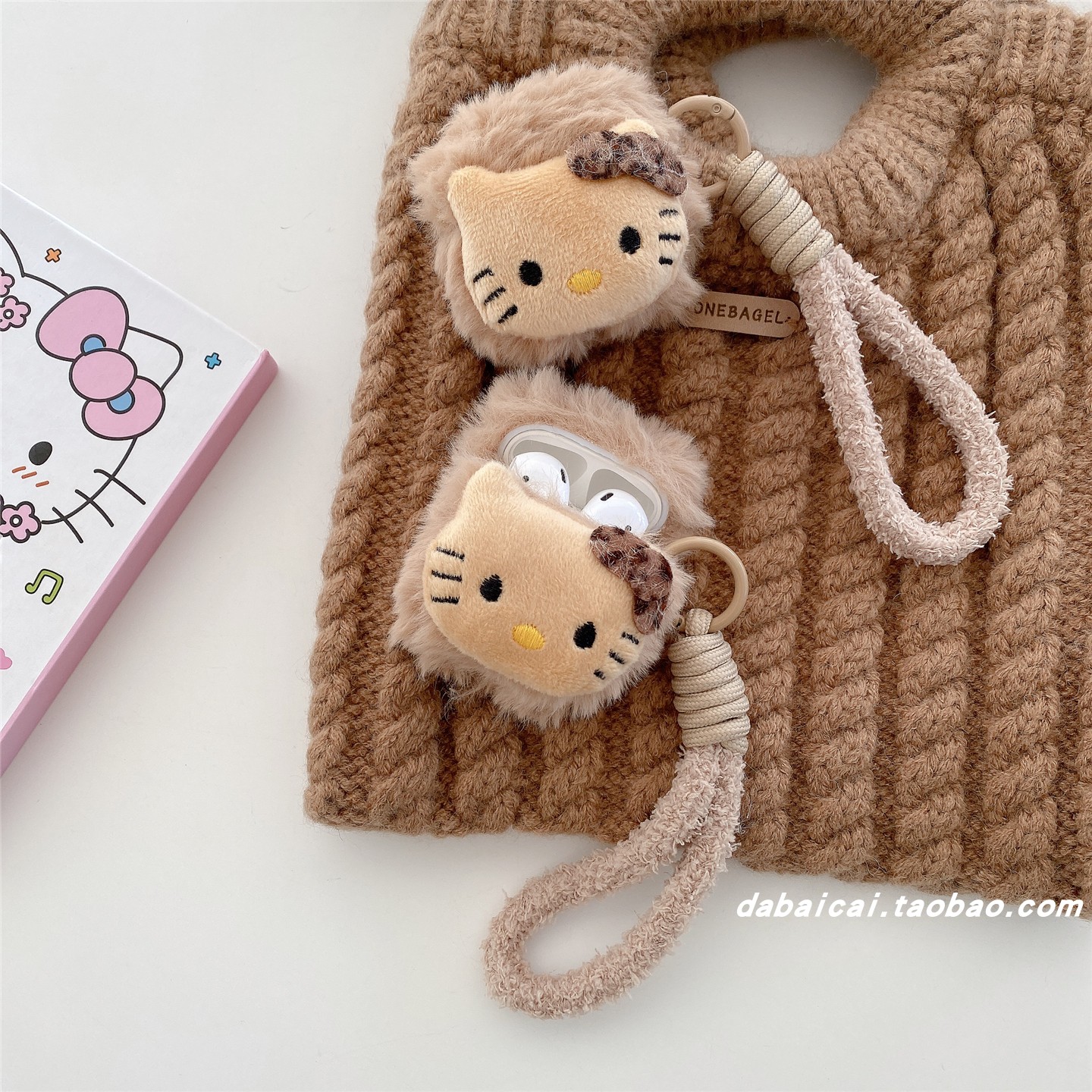 airpods4耳机套ins浅棕毛绒猫咪