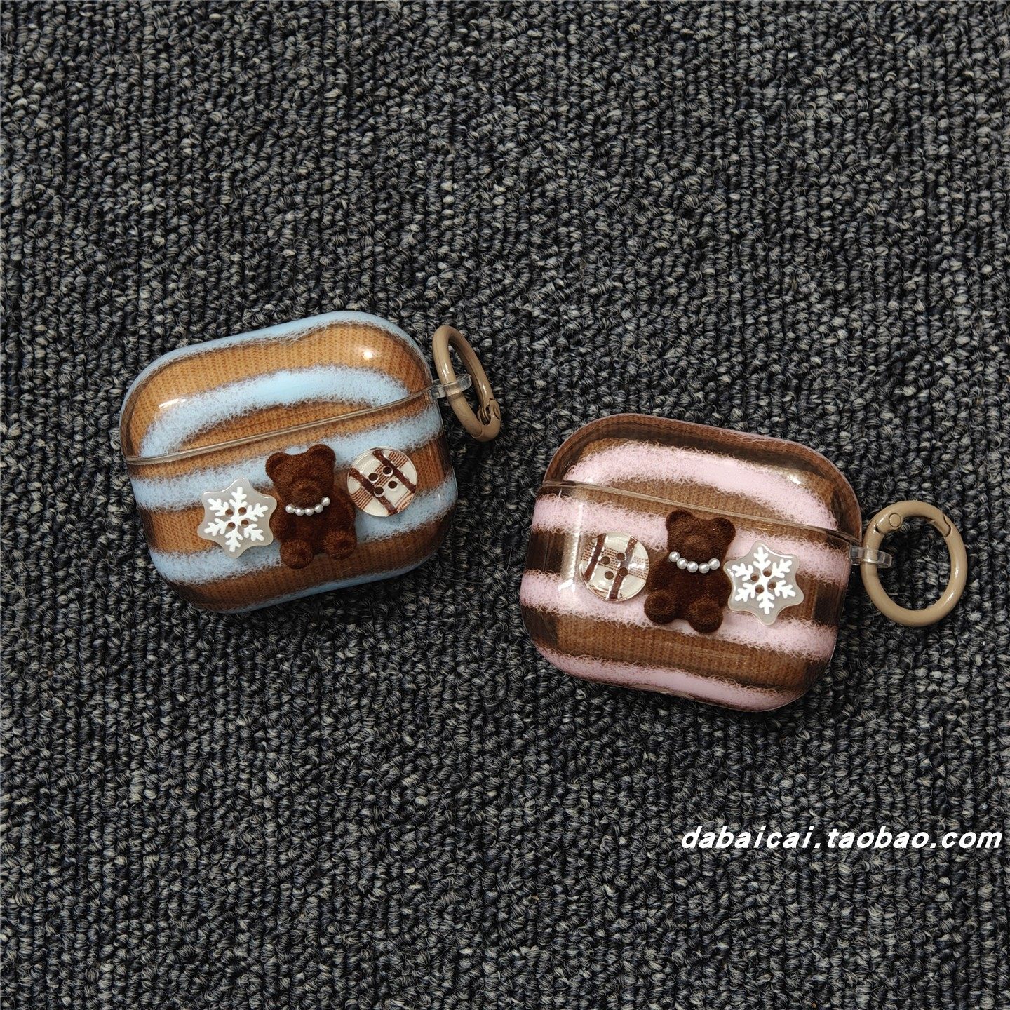 ins条纹立体小熊纽扣适用airpods pro3耳机套4代无线蓝牙苹果airpods1/2代耳机壳pro新款3代pro2防摔保护套女,3C数码配件,耳机保护套,淘宝优惠券,粉丝福利购,淘宝优惠卷
