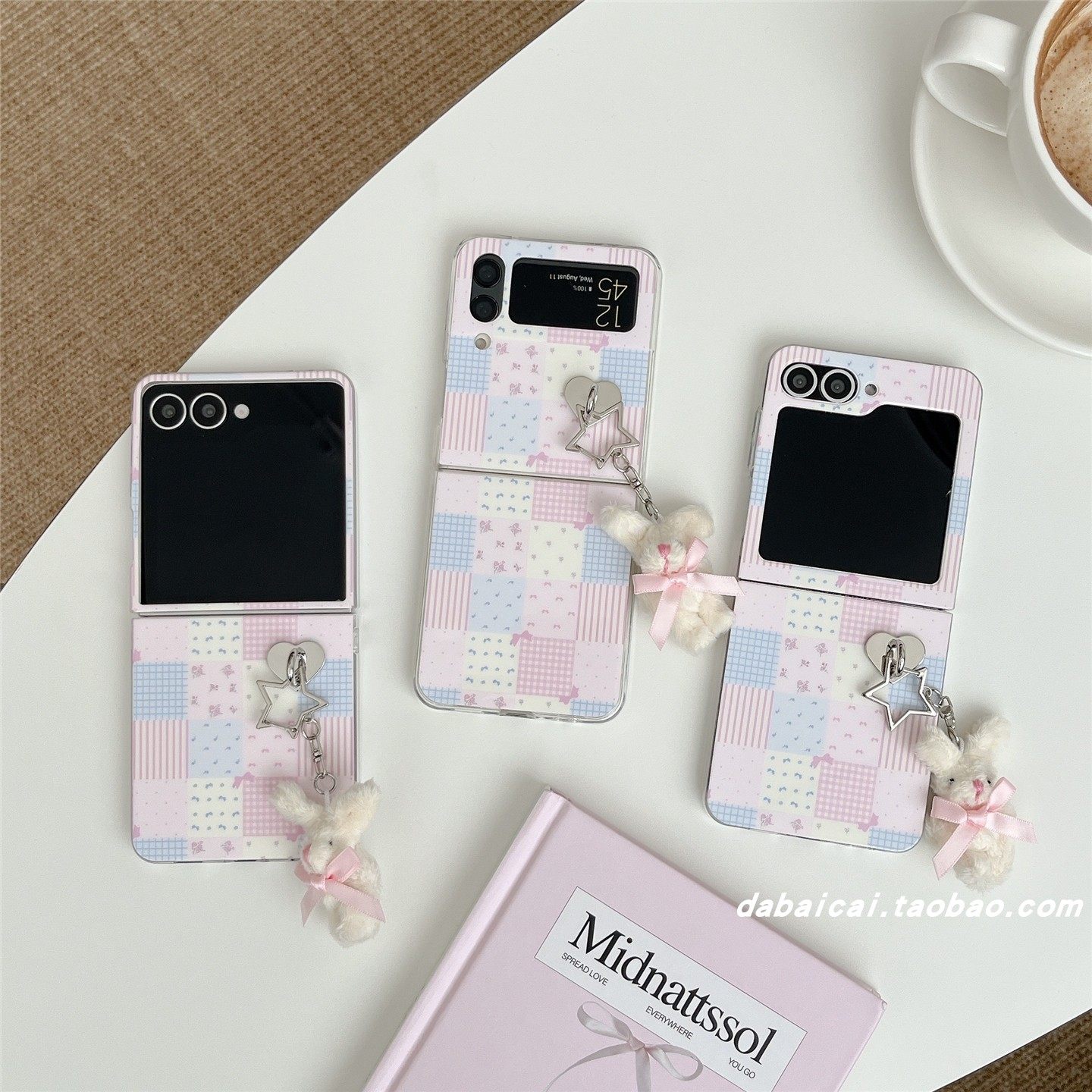 ins拼接格纹小碎花兔子适用三星zflip7/6/5/4/3手机壳华为pocket2韩系PuraX新款oppofindn3flip小米mix2可爱,3C数码配件,手机保护套/壳,淘宝优惠券,粉丝福利购,淘宝优惠卷