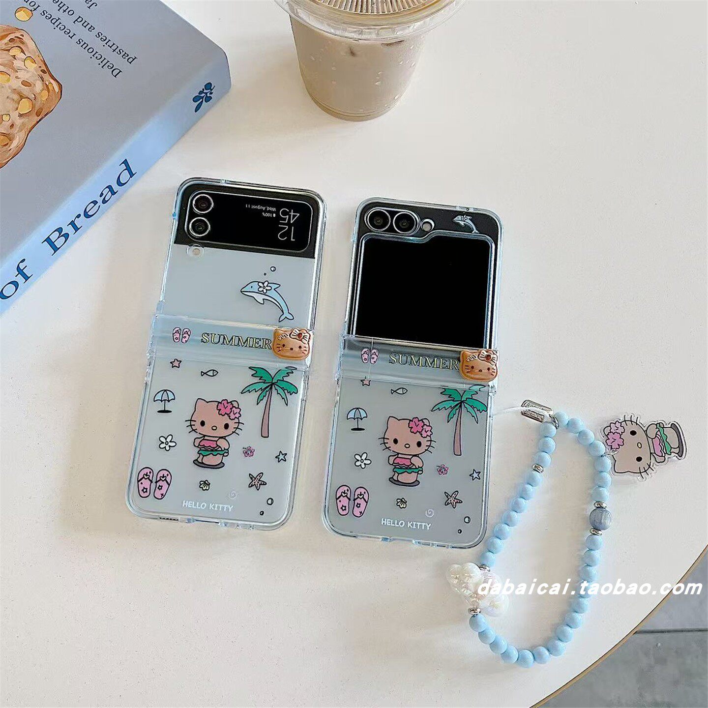 ins椰树猫咪海豚适用三星zflip7/6/5/4/3手机壳华为pocket2韩系PuraX新款oppofindn3/n2flip小米手链女高级感