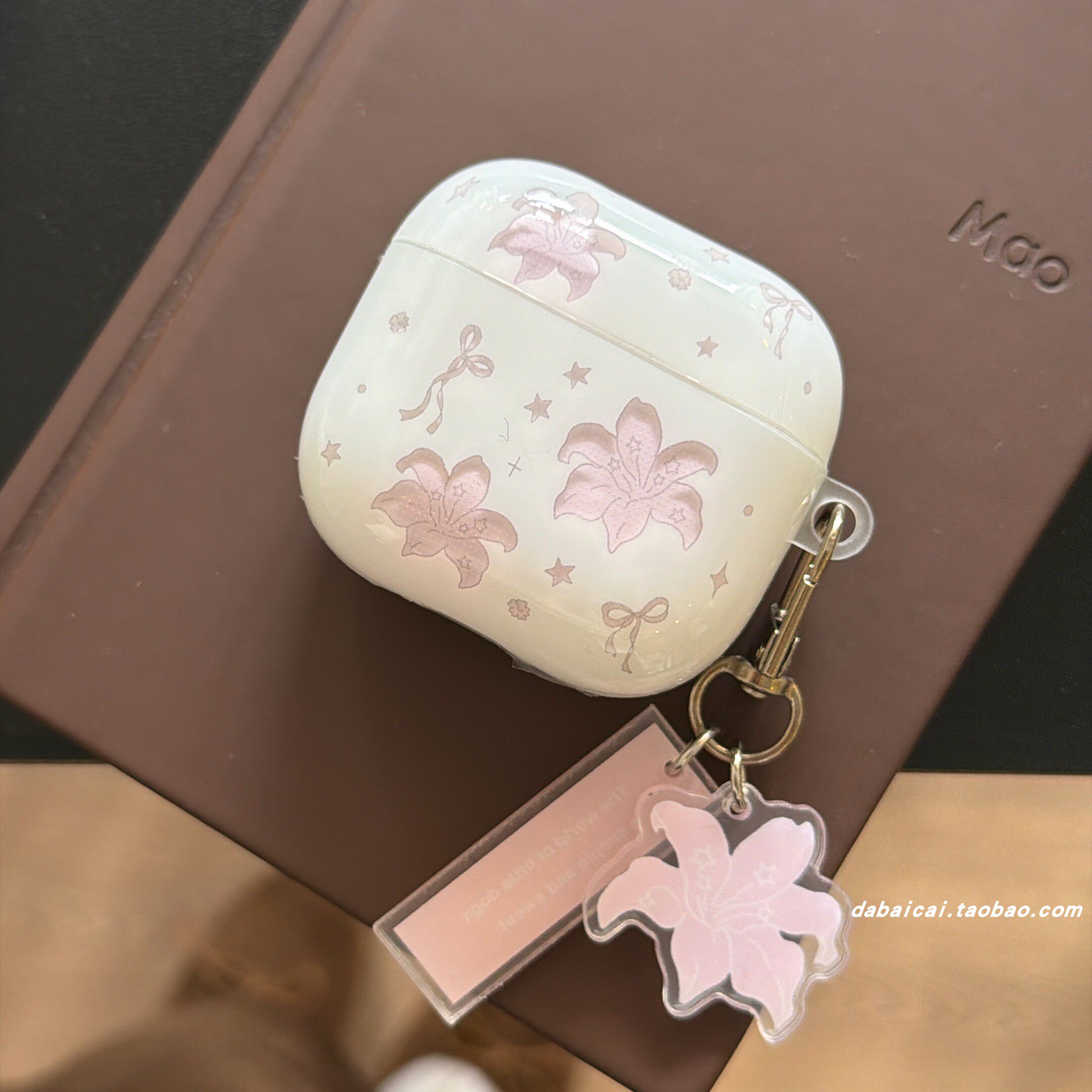 透粉色百合花星星适用airpods5耳机套pro3新款airpodspro2耳机保护壳4苹果3代无线蓝牙耳机壳保护套韩系1/2女