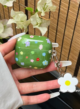 ins绿色彩色花朵适用airpods pro3耳机套4代无线蓝牙苹果airpods1/2代耳机壳pro新款3代pro2防摔保护套韩系女