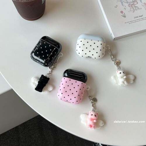 airpods4耳机套韩系撞色波点猫咪
