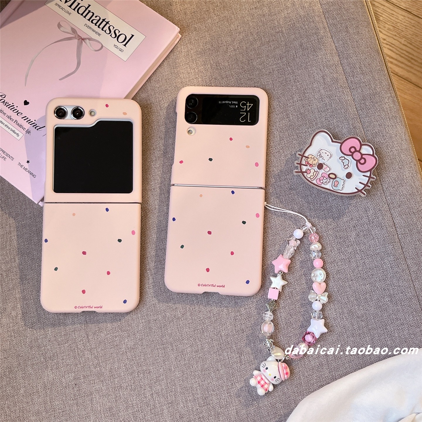 三星zflip6/5手机壳彩色波点猫咪