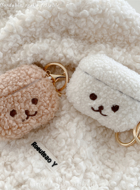 ins毛绒小狗适用AirPodsPro2保护套3代苹果1/2代耳机pro呆萌4代男女可爱新款Pods3无线蓝牙pro二代防摔情侣软