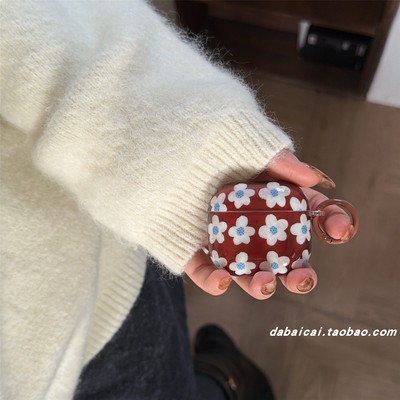 airpodspro3耳机套简约白色花朵