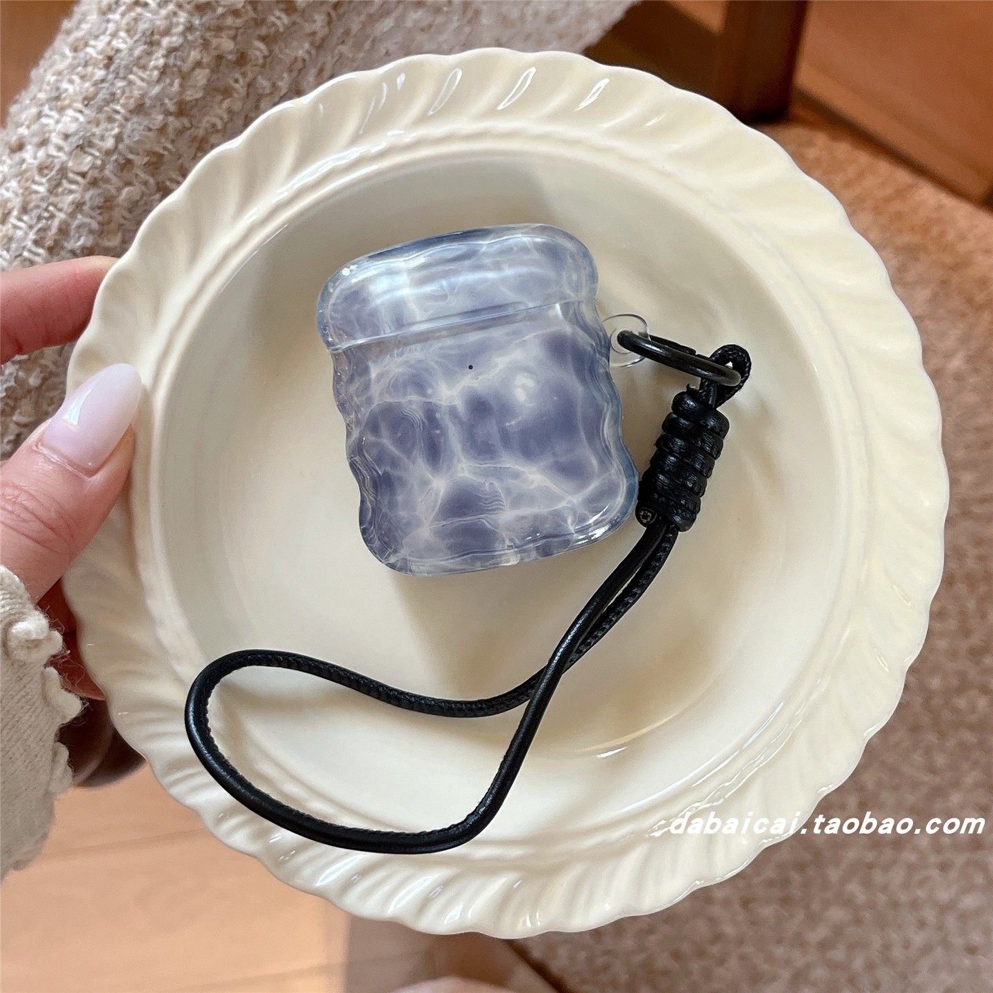 ins晕染灰蓝水波纹适用airpods pro3耳机套4代无线蓝牙苹果airpods1/2代高级感pro新款3代pro2防摔保护套韩系,3C数码配件,耳机保护套,淘宝优惠券,粉丝福利购,淘宝优惠卷