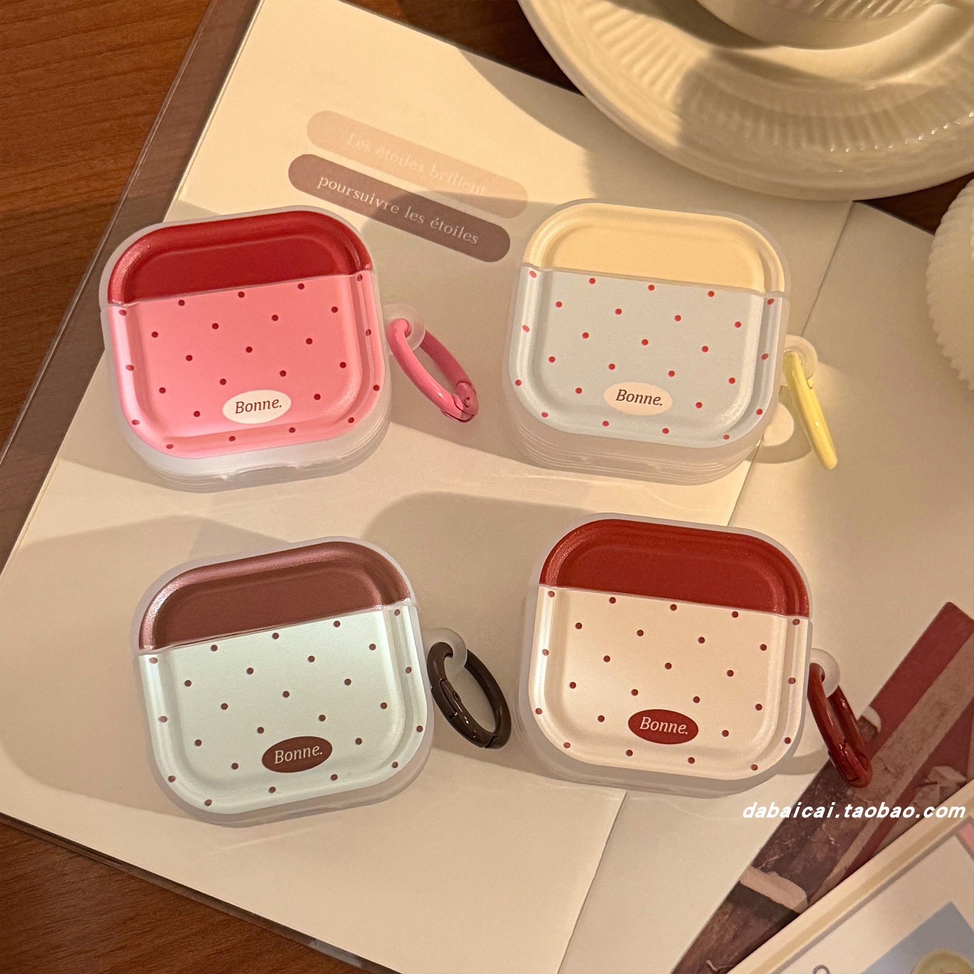 ins风撞色波点字母适用airpods pro3耳机套4代无线蓝牙苹果airpods1/2代软壳pro2新款3代防摔保护套个性男女