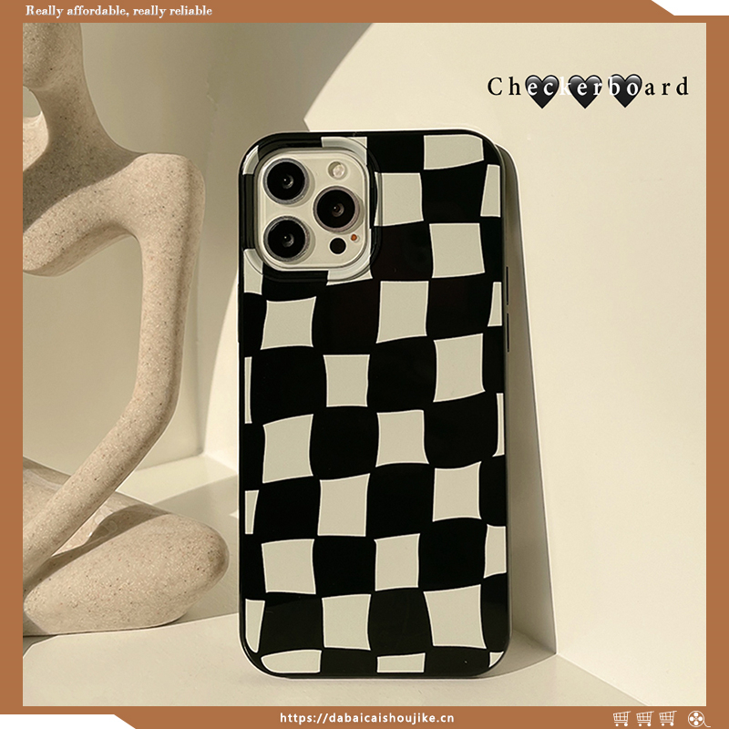 黑白棋格iphone15promax手机壳