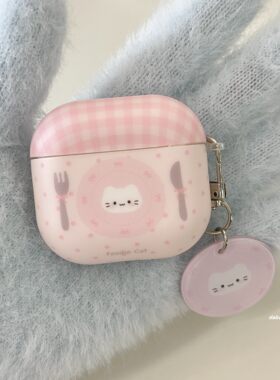 波点餐盘猫咪适用airpods4耳机套