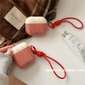 2代软壳pro新款 4代防摔保护套pro3女韩系 pro2耳机套无线蓝牙苹果airpods1 ins简约红波点条纹适用airpods