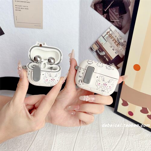 airpods4耳机套线条兔子自动弹盖
