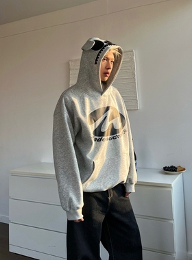 DHSS美式印花卡通连帽卫衣春季情侣宽松新款休闲男女套头帽衫上衣