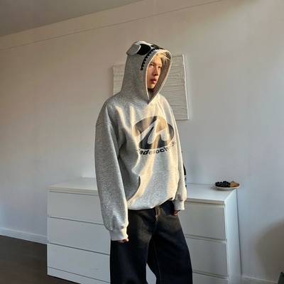 美式卡通印花连帽春季卫衣帽衫