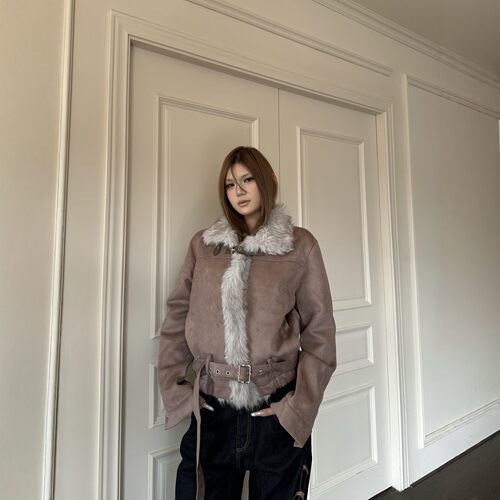 DHSS美式麂皮立领保暖工装棉服