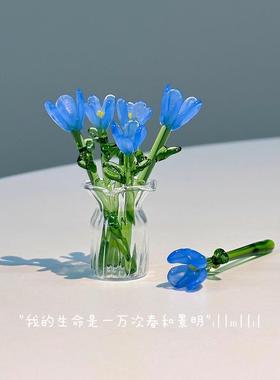 琉璃花朵桌面摆件客厅玄关办公室电视柜装饰品摆件家居好物工艺品