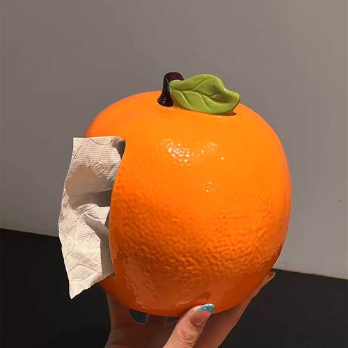 大橘大利橘子纸巾盒家用客厅抽纸盒桌面装饰摆件仿真水果餐巾纸盒