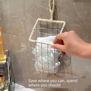 废弃洗脸巾收纳盒壁挂式卫生间铁艺置物篮洗手间擦脸巾高颜值挂篮