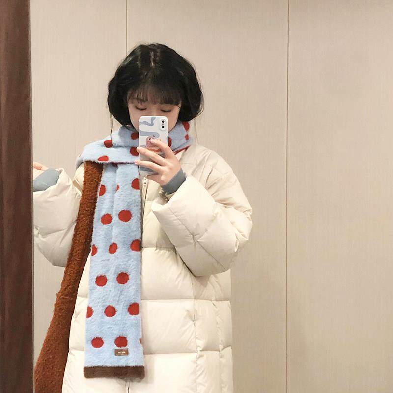 【新年穿搭】新年围巾红色波点双面蓝色新年撞色氛围加厚保暖围脖