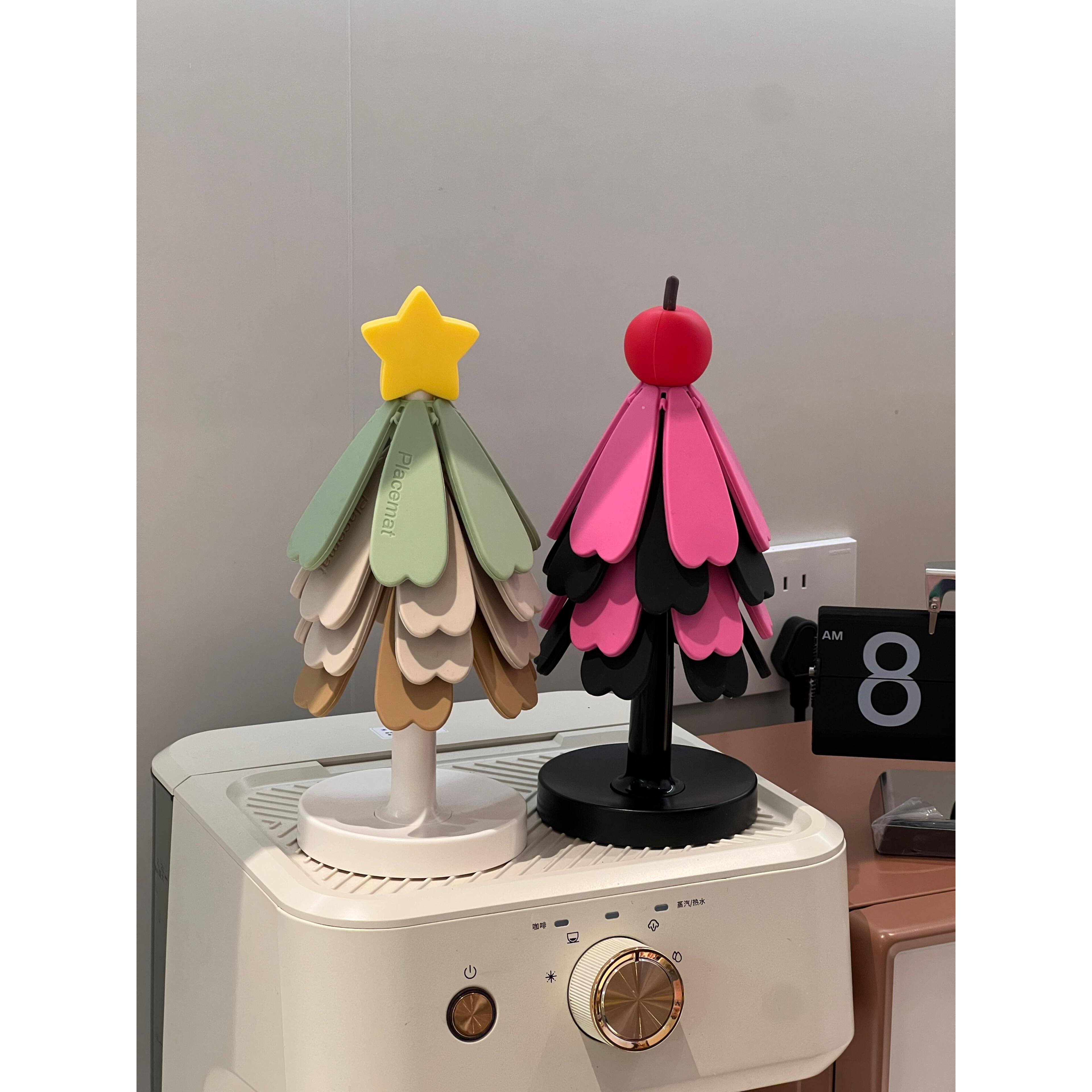 圣诞小树餐垫隔热垫高级感轻奢家用桌垫杯垫加厚硅胶防烫垫创意