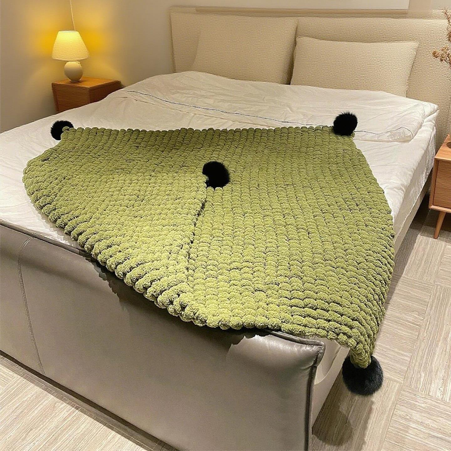 手工编织毯子diy材料包球球线织毛毯沙发坐垫盖毯豆豆粗毛线自制