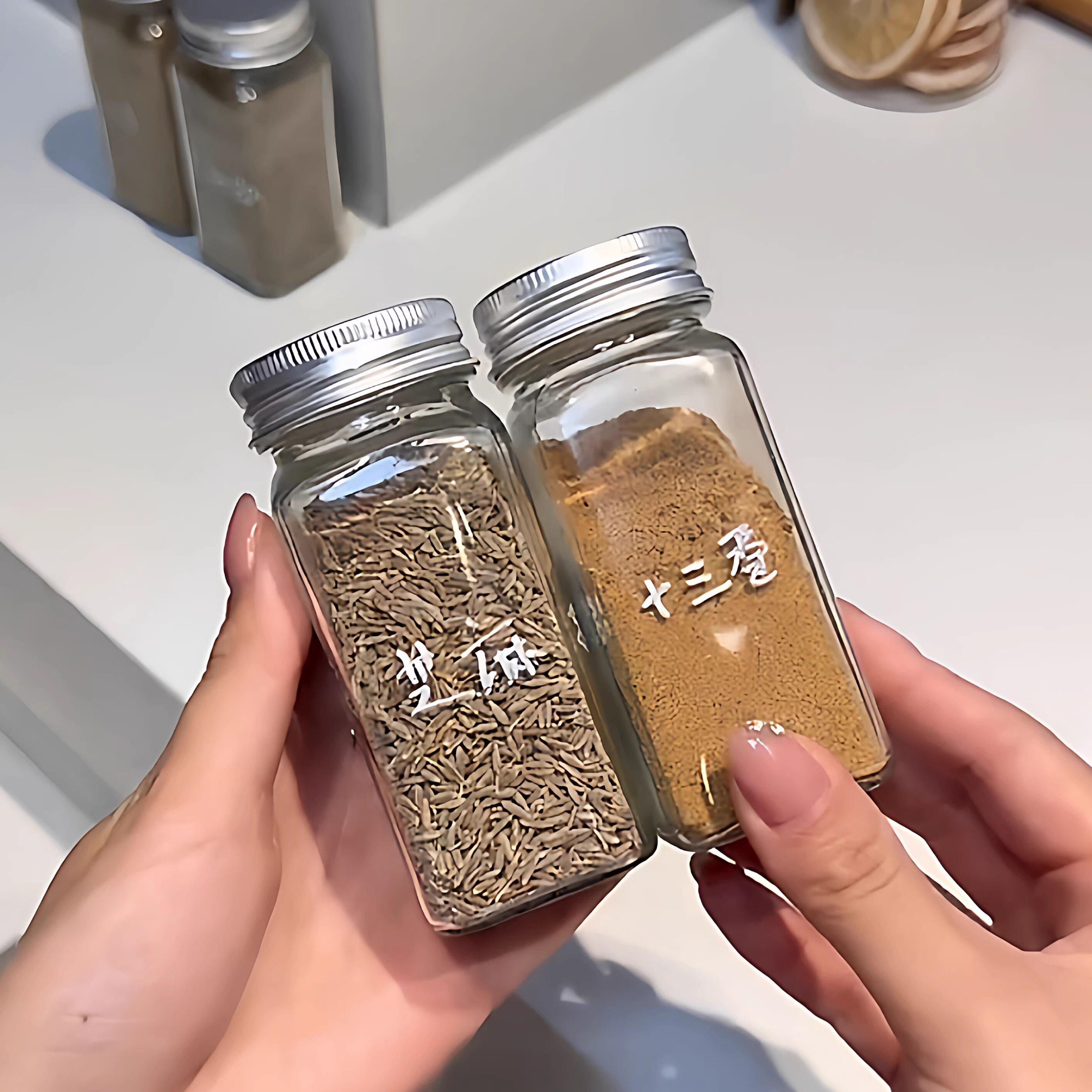 厨房放盐调料罐玻璃食品级密封防潮家用小型透明调味罐调料分装盒
