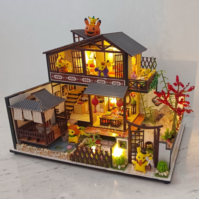 天予皮卡丘diy日式小屋系列2，神奇宝贝宝可梦手办盲盒，生日礼物