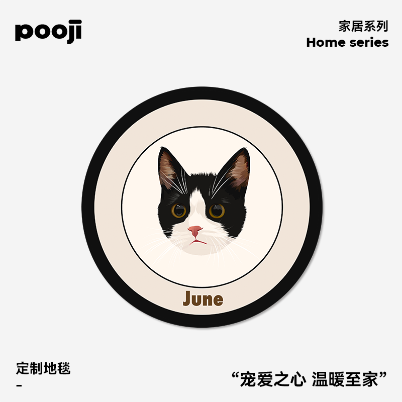 POOJI宠物定制周边轻奢牛奶绒地毯客厅卧室可水洗猫咪狗创意礼物