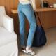 女九分显瘦小个子烟管裤 不易鼓包 四面弹高腰直筒牛仔裤